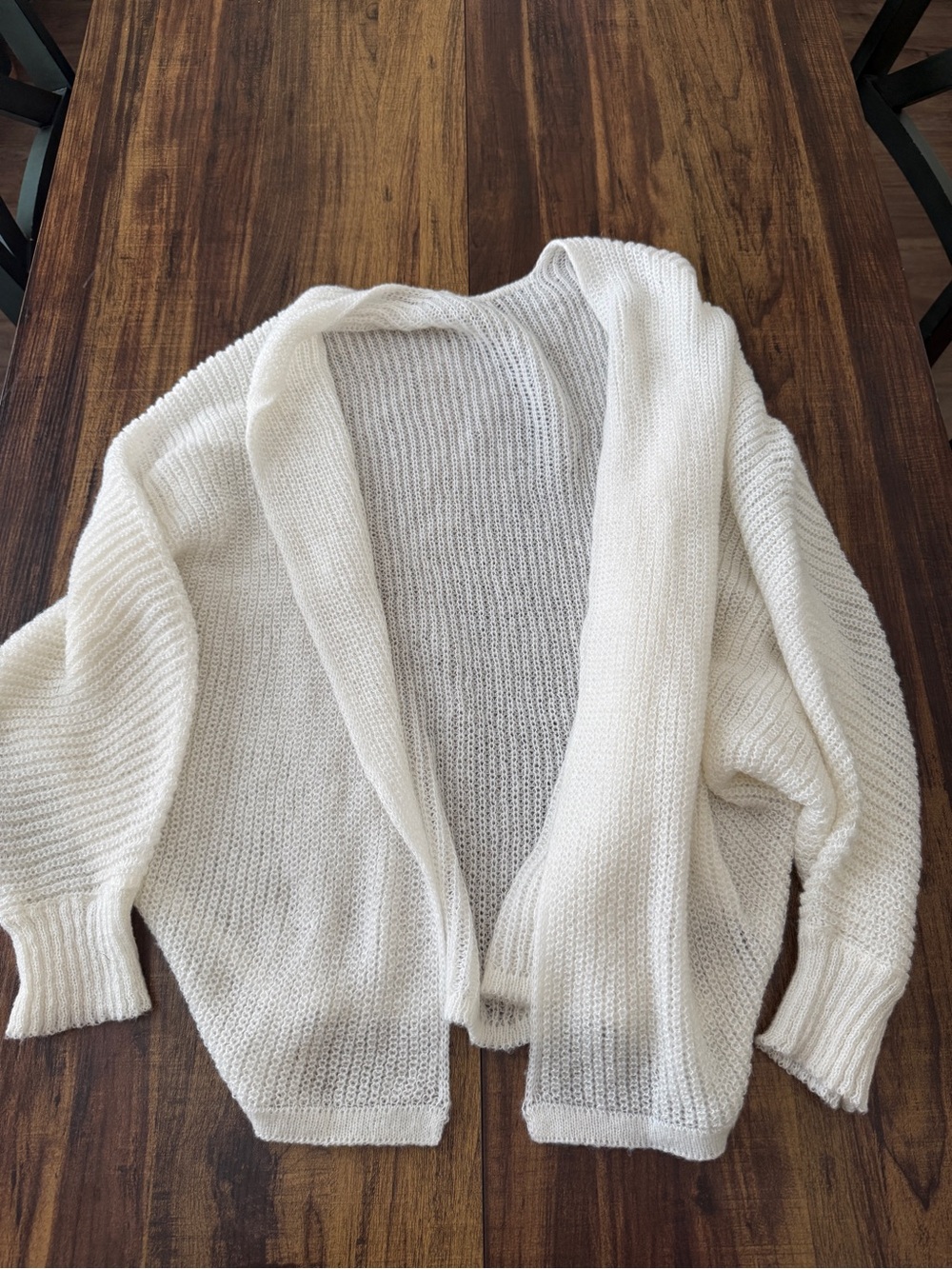 SHEIN Cream Open-Front Knit Cardigan